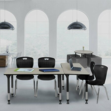 REGENCY Regency Kee 48 x 24 in. Adjustable Classroom Table- Maple & 2 Andy 18 in. Stack Chairs- Black MT4824PLAPBK40BK